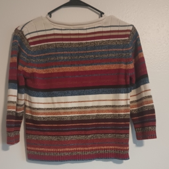 Vintage‎ Villager Knit Sweater Women's Size Petite Medium Striped Multicolor Y2K - Picture 7 of 7